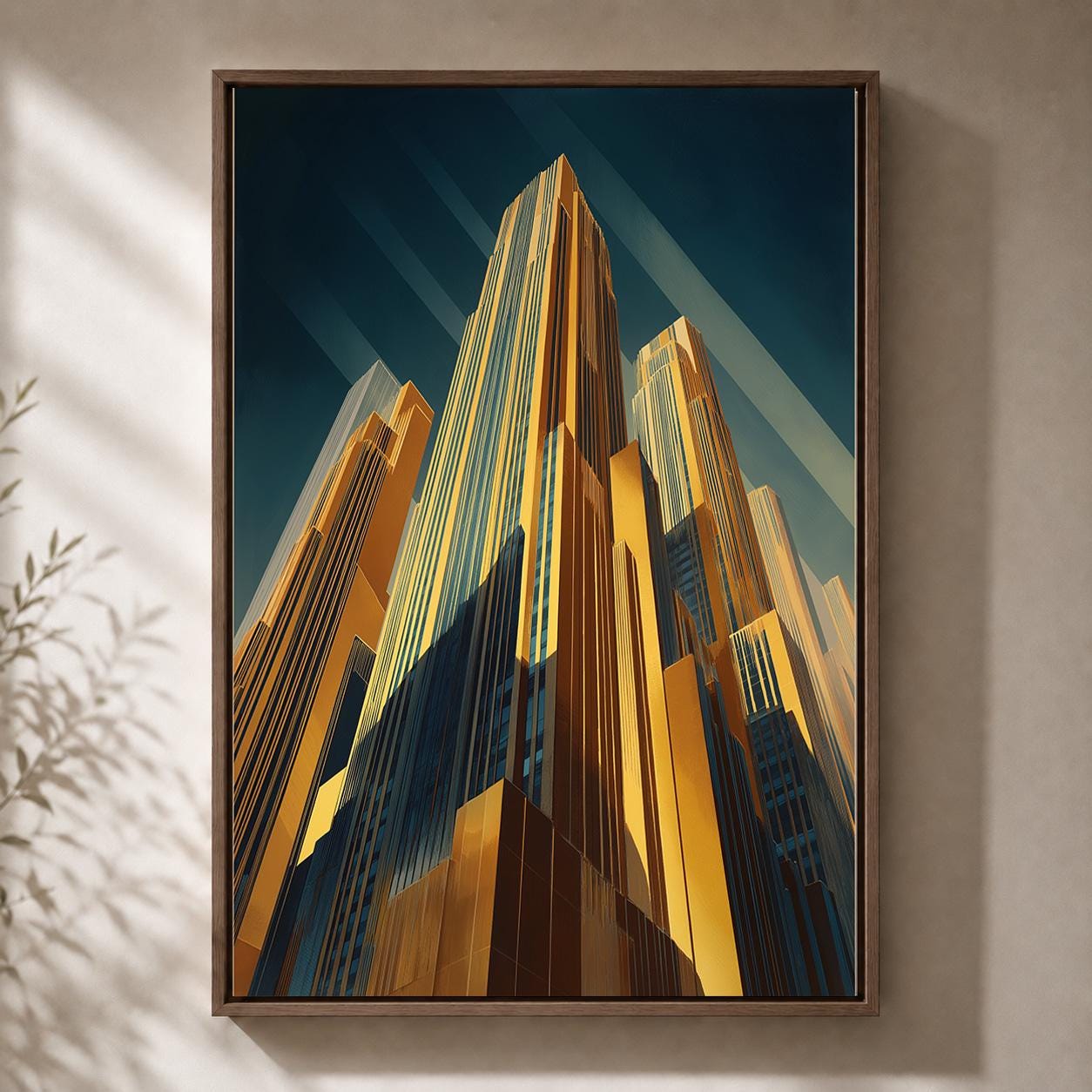 Art Deco Skyscraper Framed Canvas