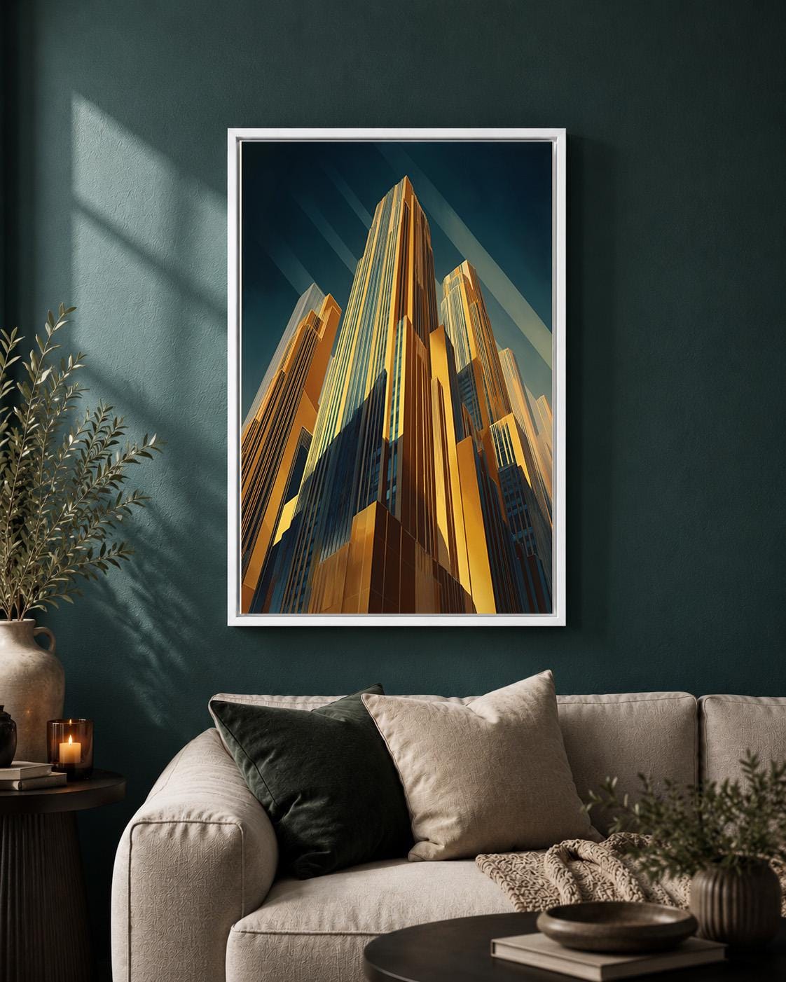 Art Deco Skyscraper Framed Canvas