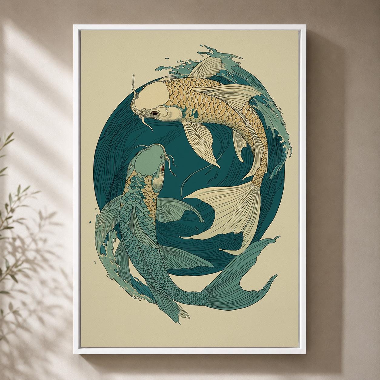 Japanese Koi Fish Framed Canvas