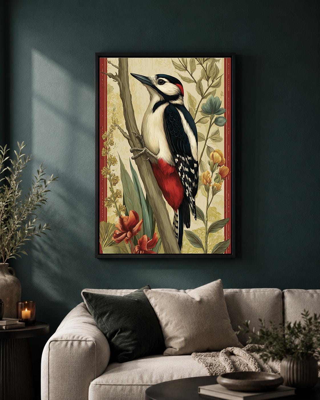 Pied Wagtail Wall Art, British Bird Framed Canvas