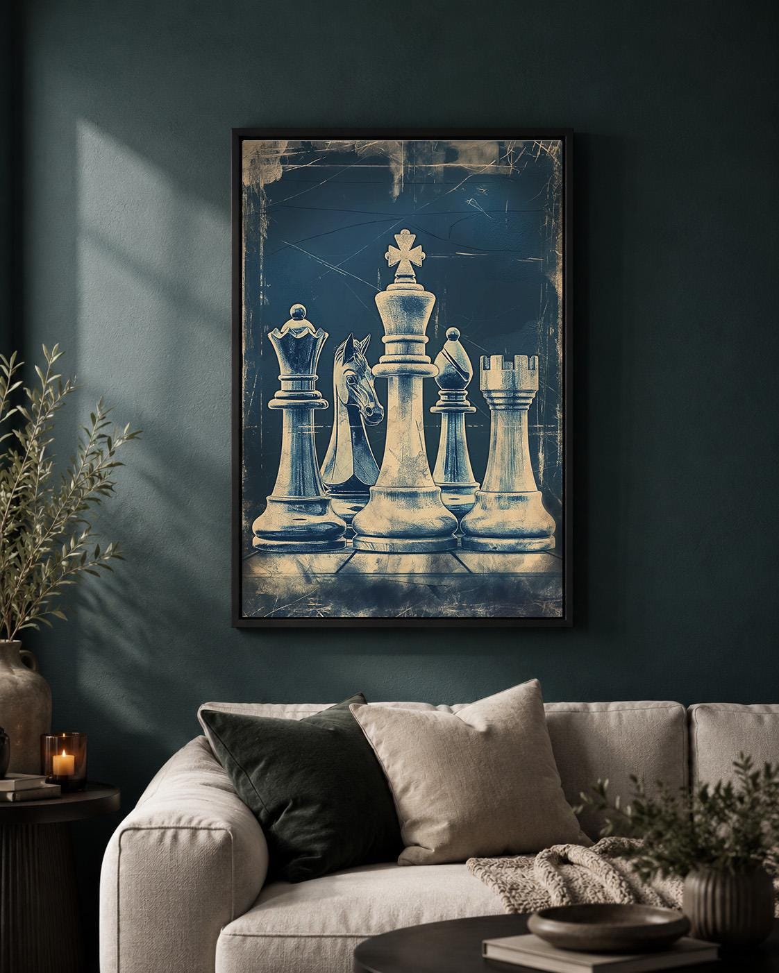 Vintage Chess Framed Canvas