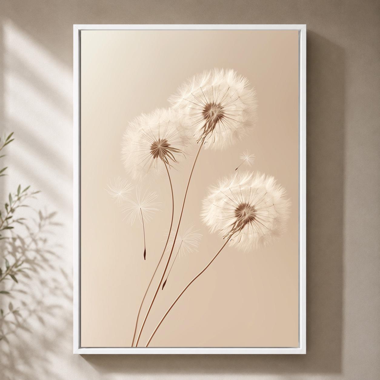 Minimal Dandelion Framed Canvas