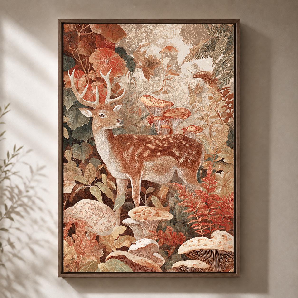 Woodland Deer Framed Canvas