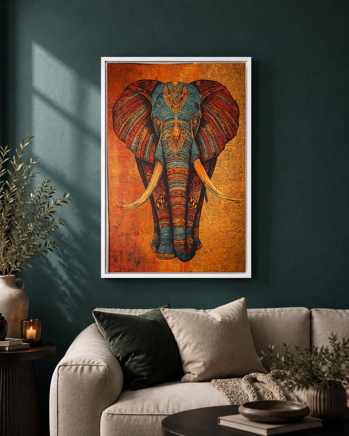 Tribal Elephant Framed Canvas