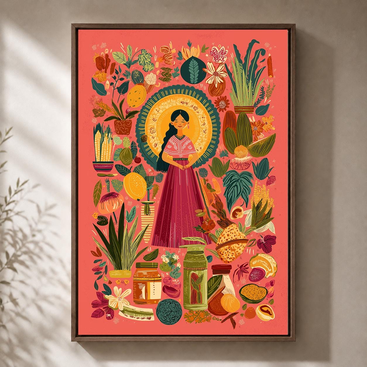 Mexican Folk Framed Canvas Art Print