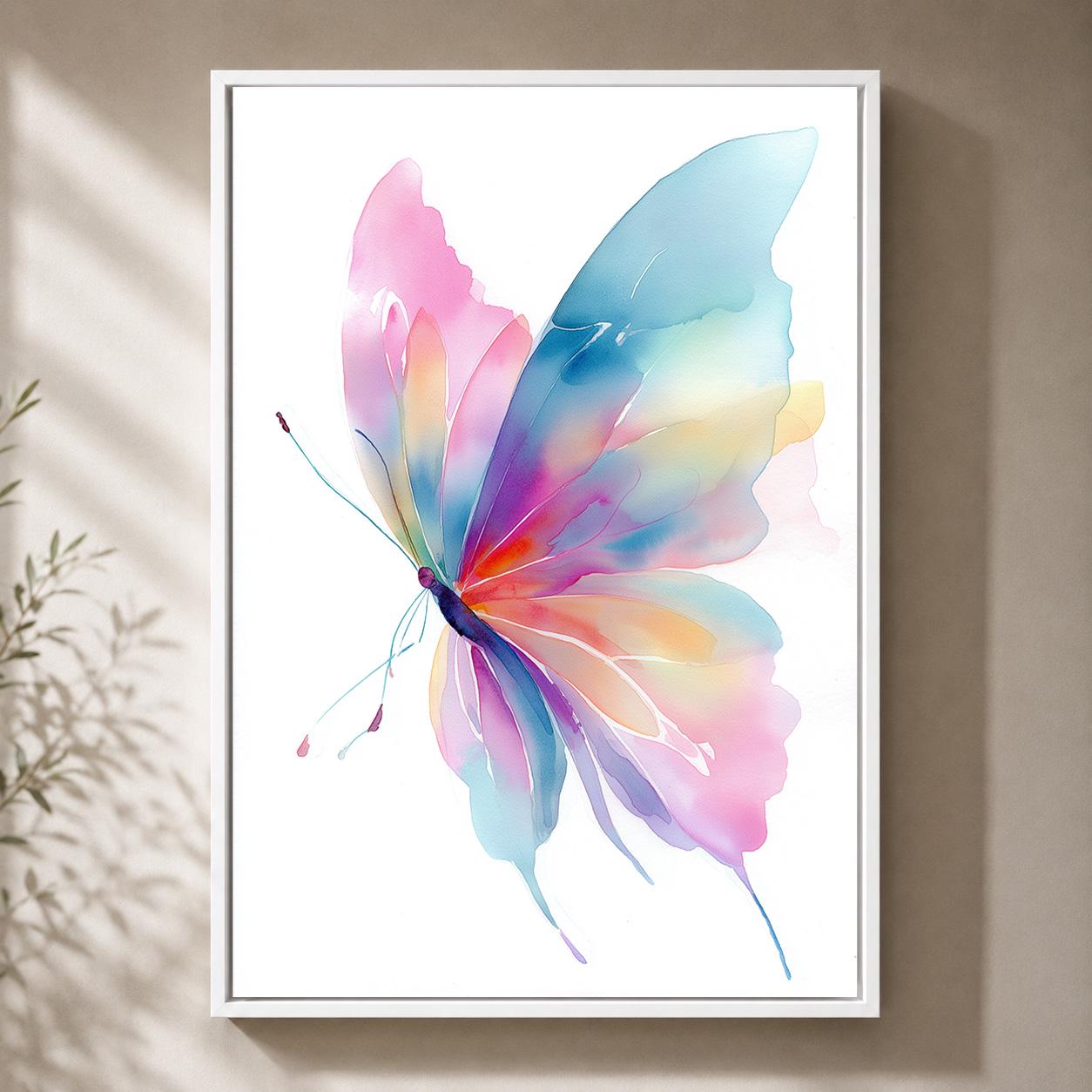 Pastel Watercolor Butterfly Framed Canvas Art