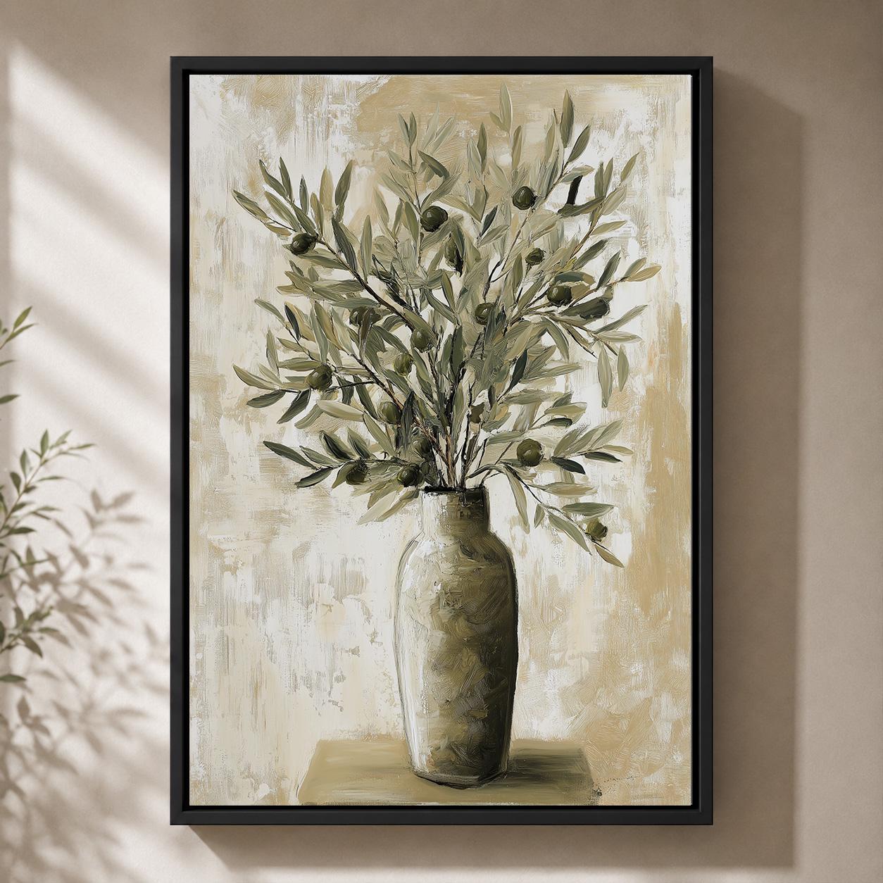 Mediterranean Olive Branch Framed Canvas