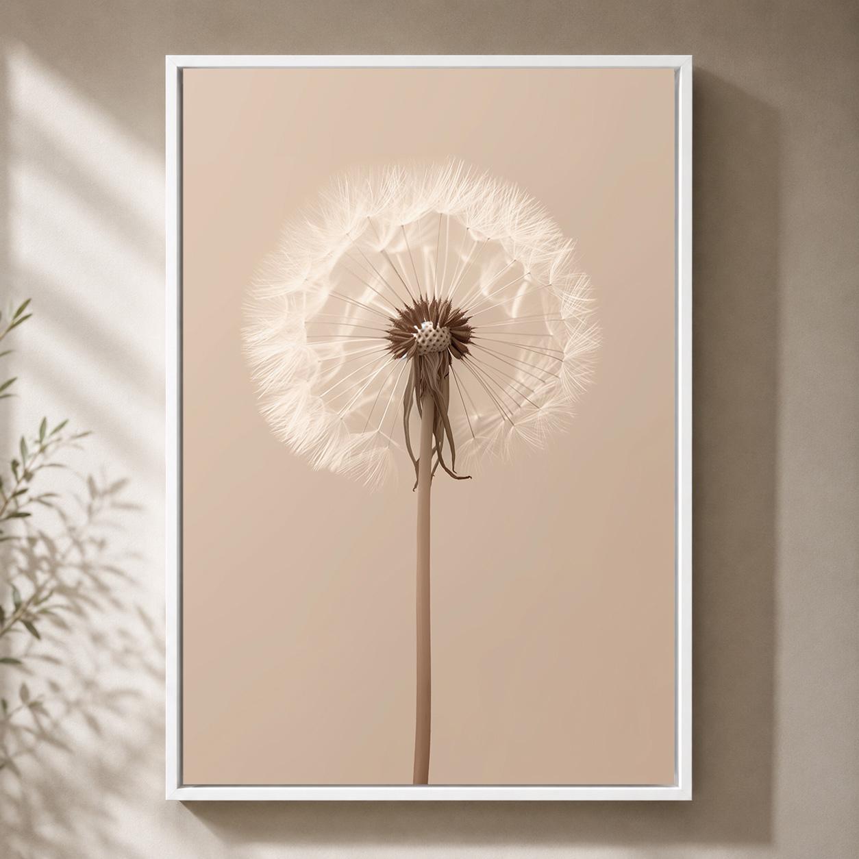 Minimal Dandelion Framed Canvas
