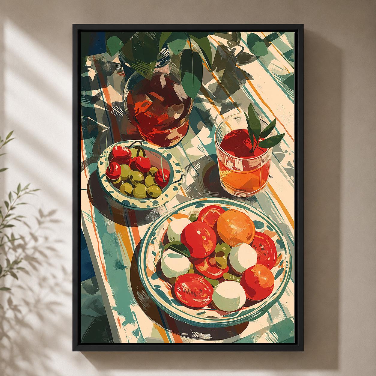 Mediterranean Italian Caprese Tomato Salad Framed Canvas