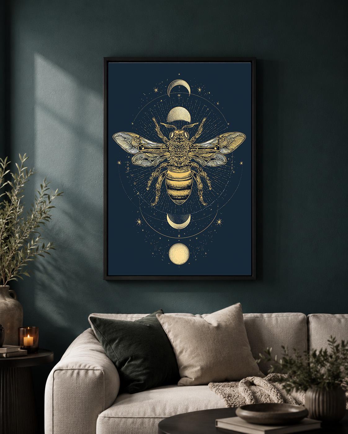 Celestial Bee Moon Phase Framed
