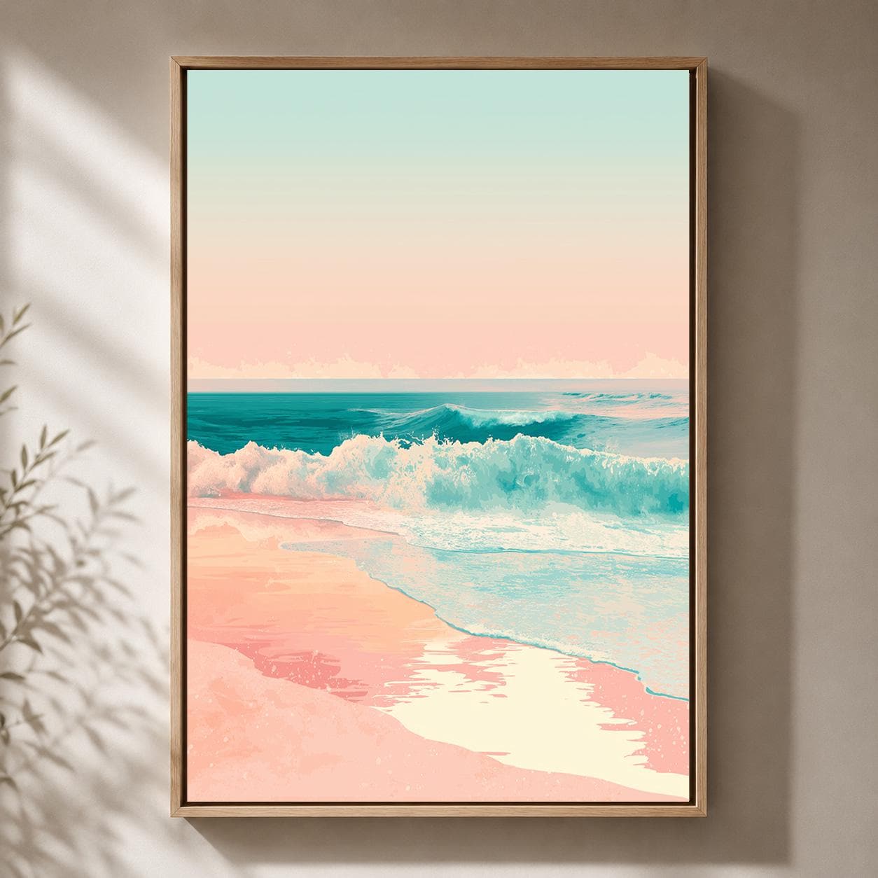 Pastel Beach Framed Canvas