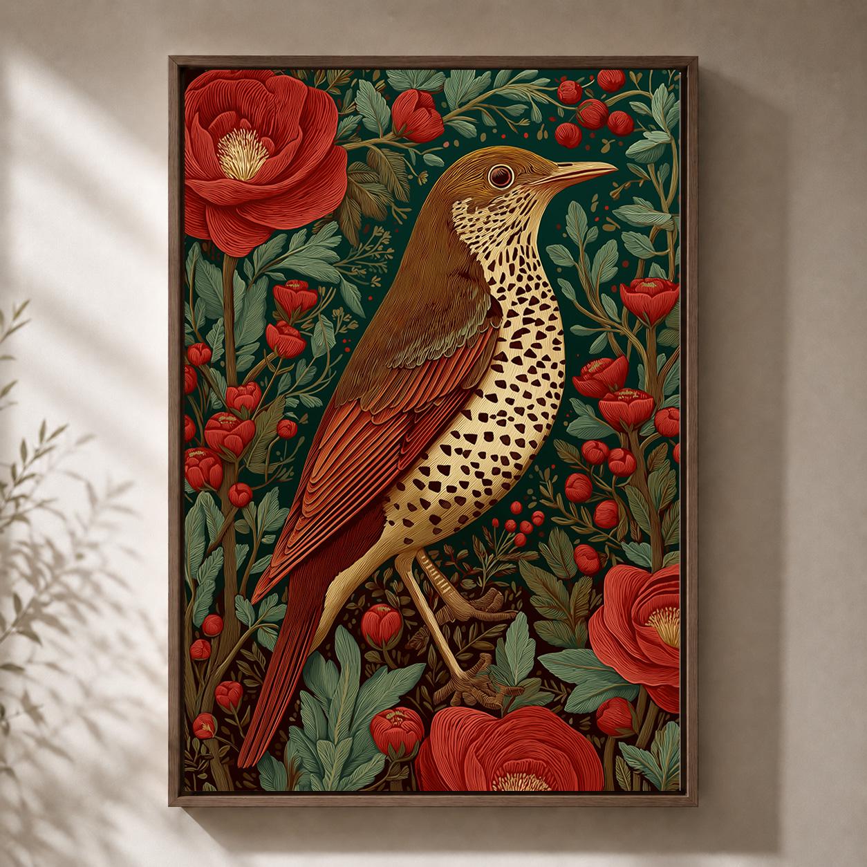 Song Thrush Framed Canvas