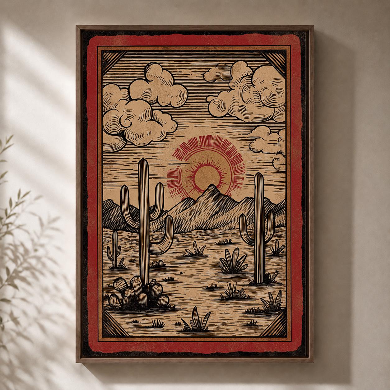 Southwest Desert Landscape Framed Canvas