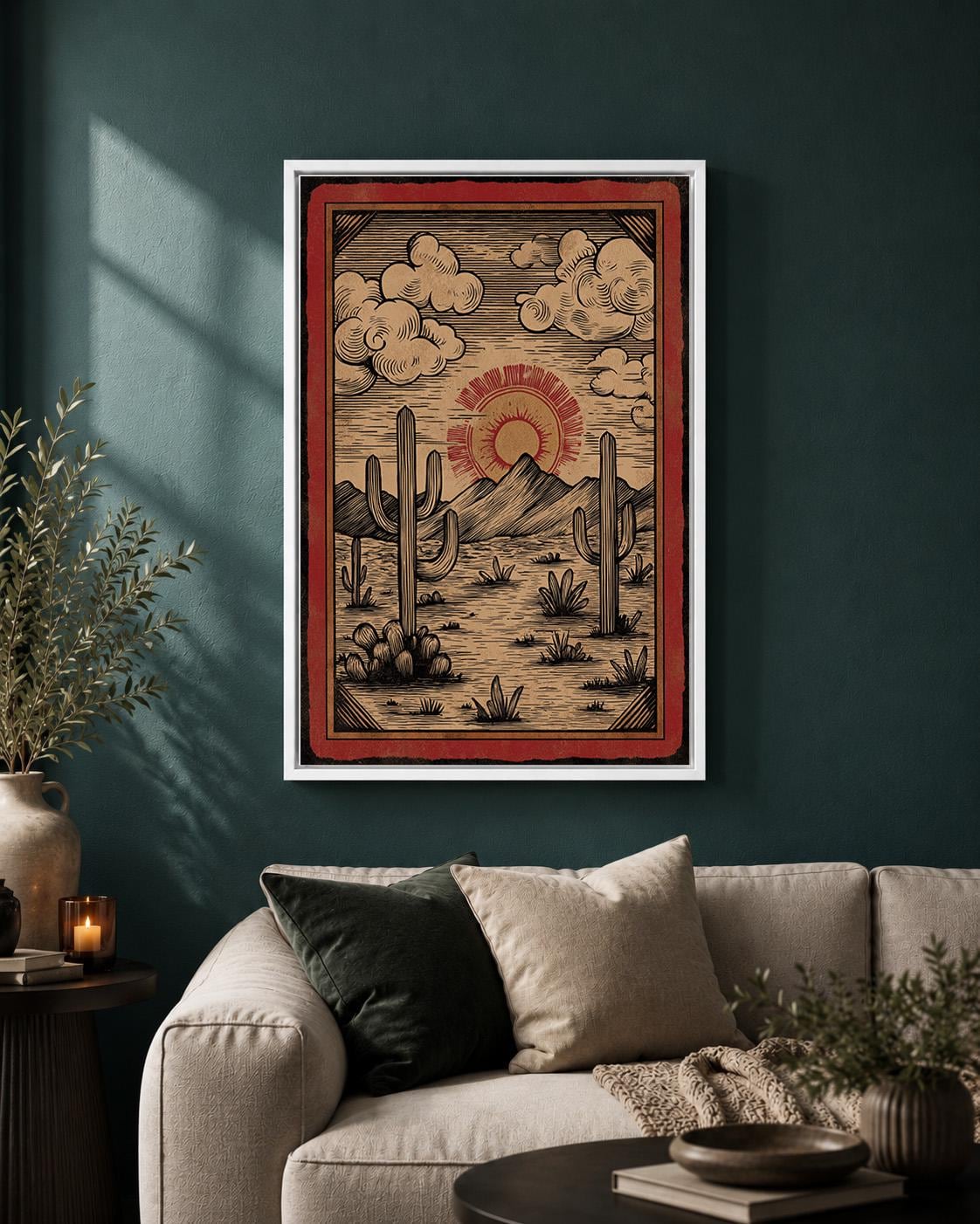 Southwest Desert Landscape Framed Canvas
