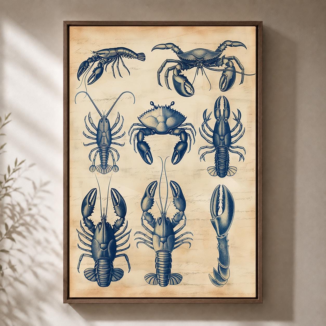 Vintage Seafood Anatomy Framed Canvas