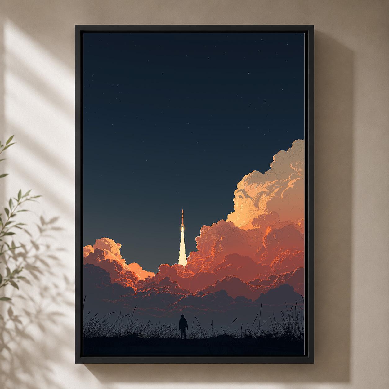 Rocket Launch Framed Canvas