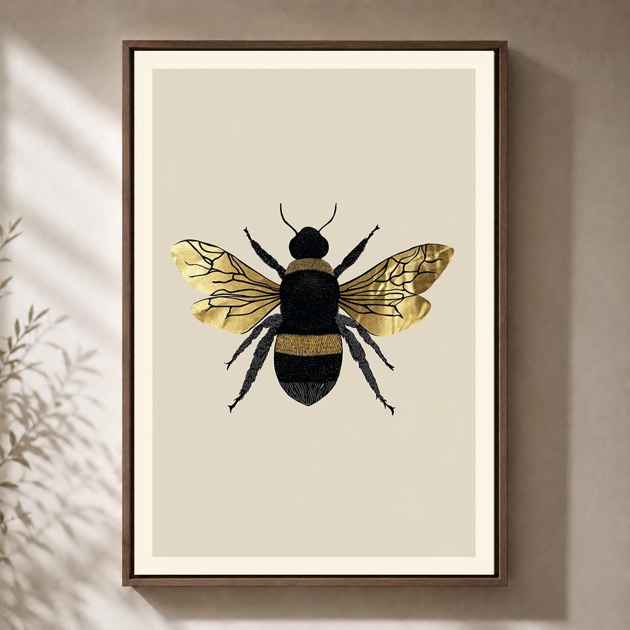 Gold Bee Framed Canvas Wall Art