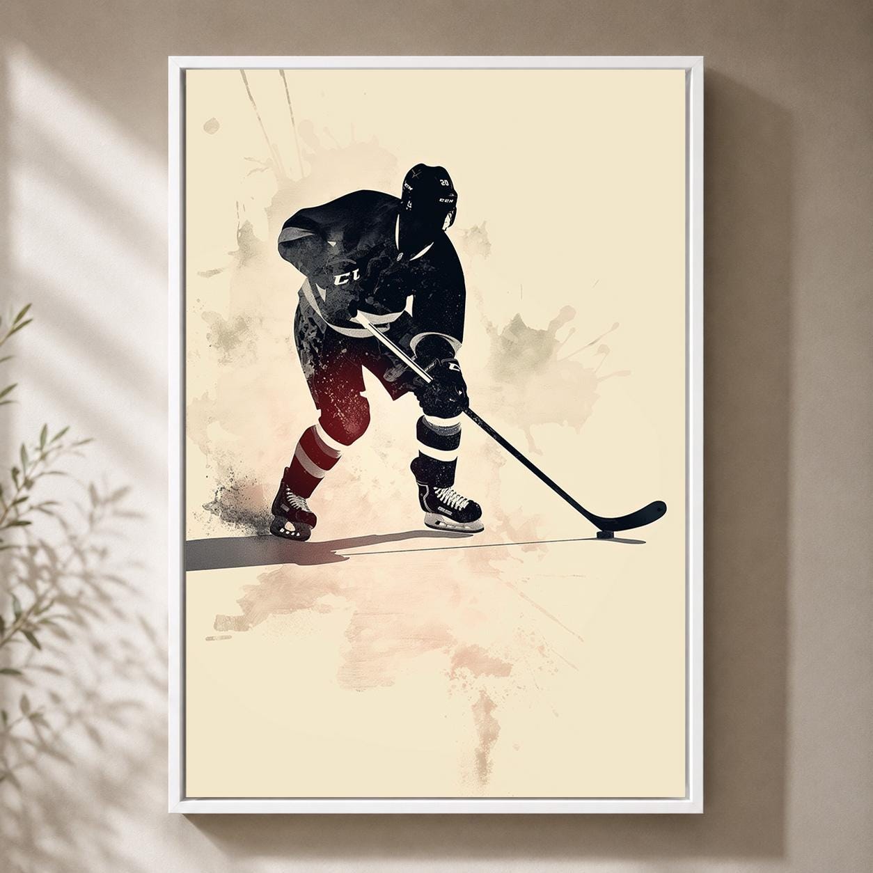 Ice Hockey Player Framed Canvas Art