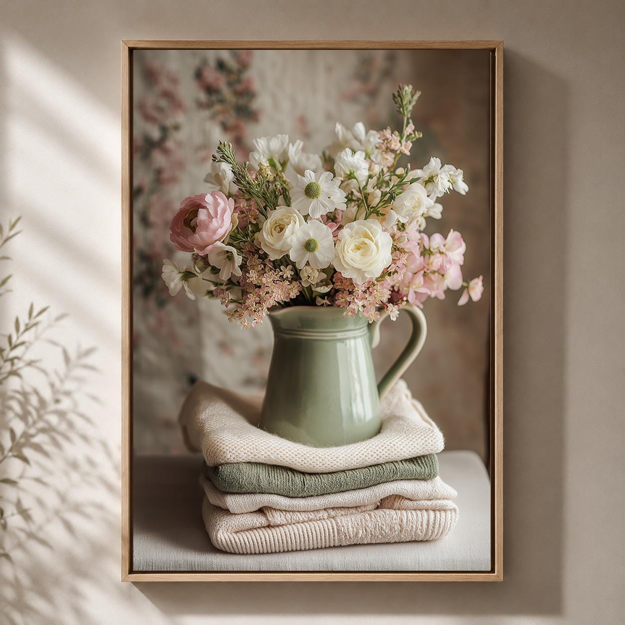 Cottage Floral Laundry Room Framed Canvas