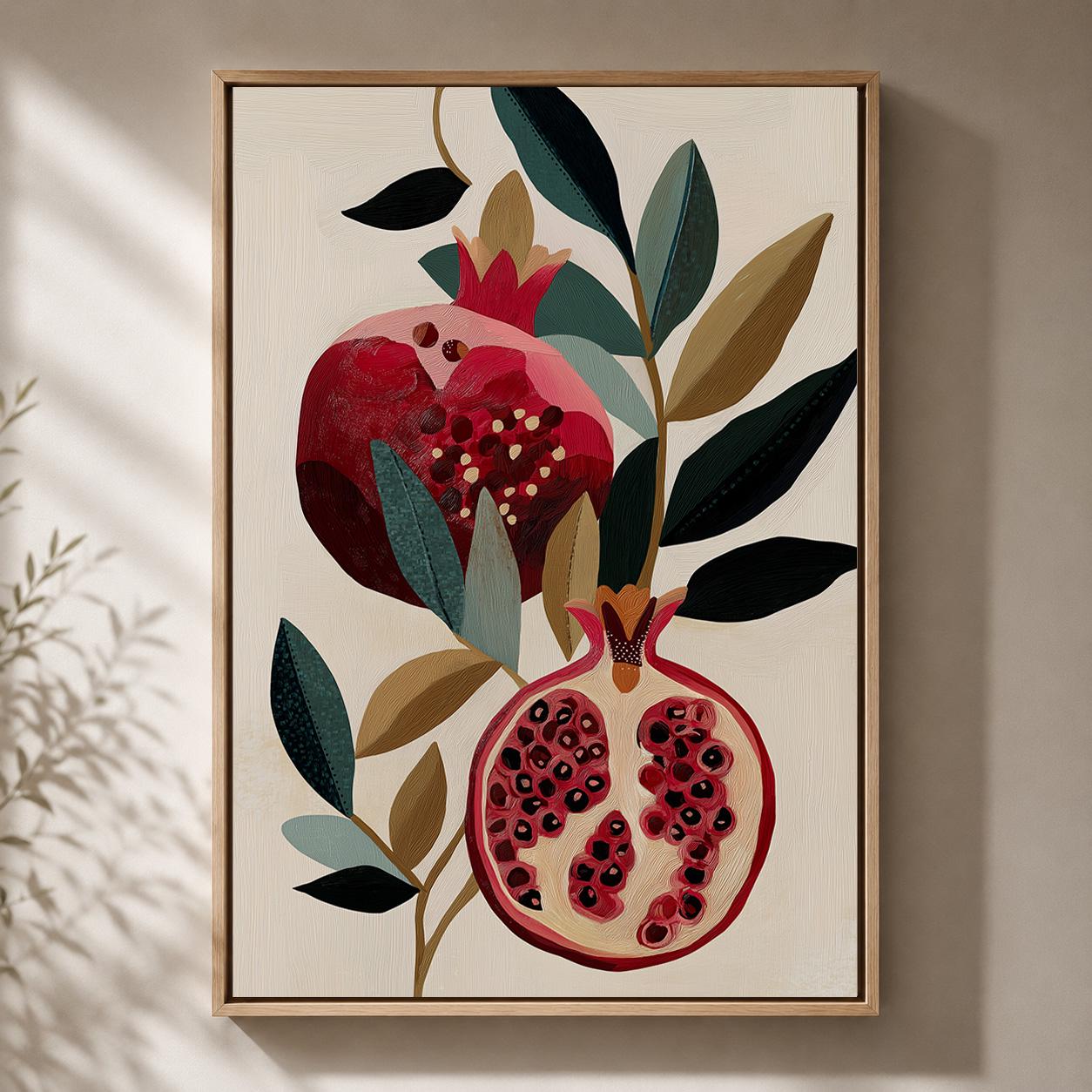 Pomegranate Botanical Framed Canvas =