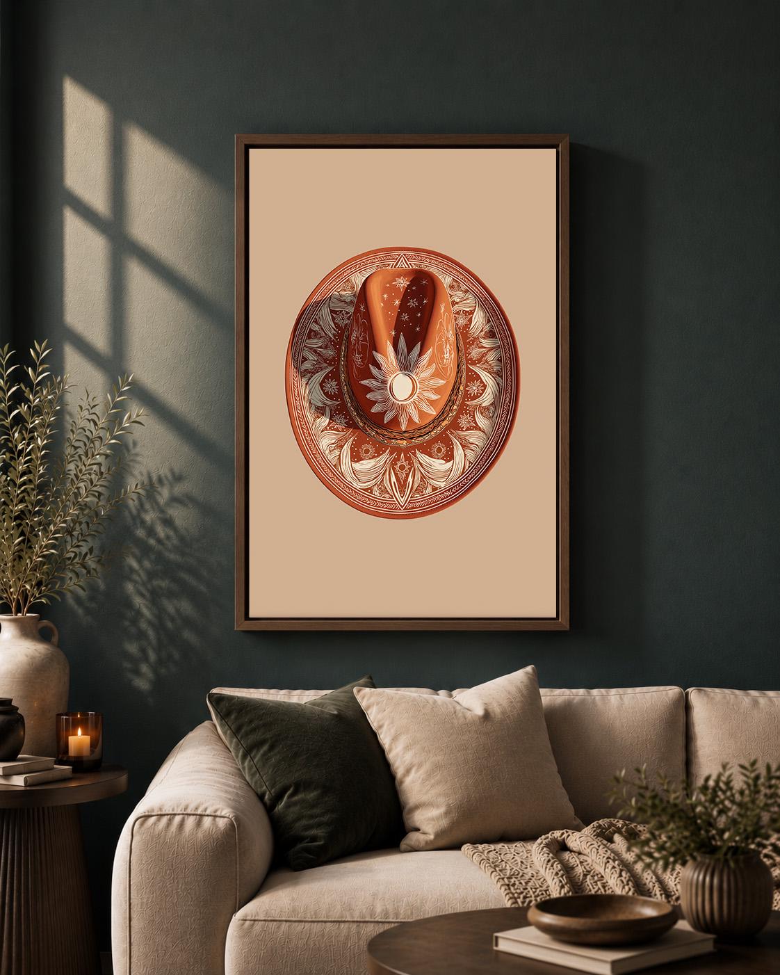 Western Cowboy Hat Framed Canvas