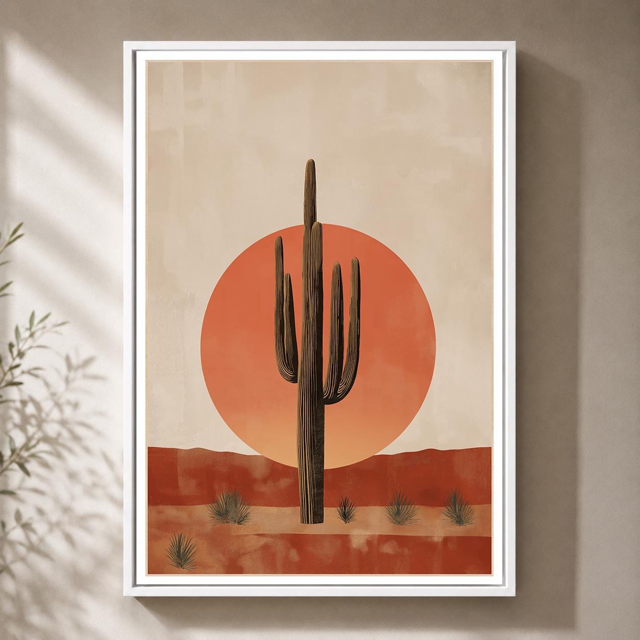 Southwest Saguaro Cactus Framed Canvas