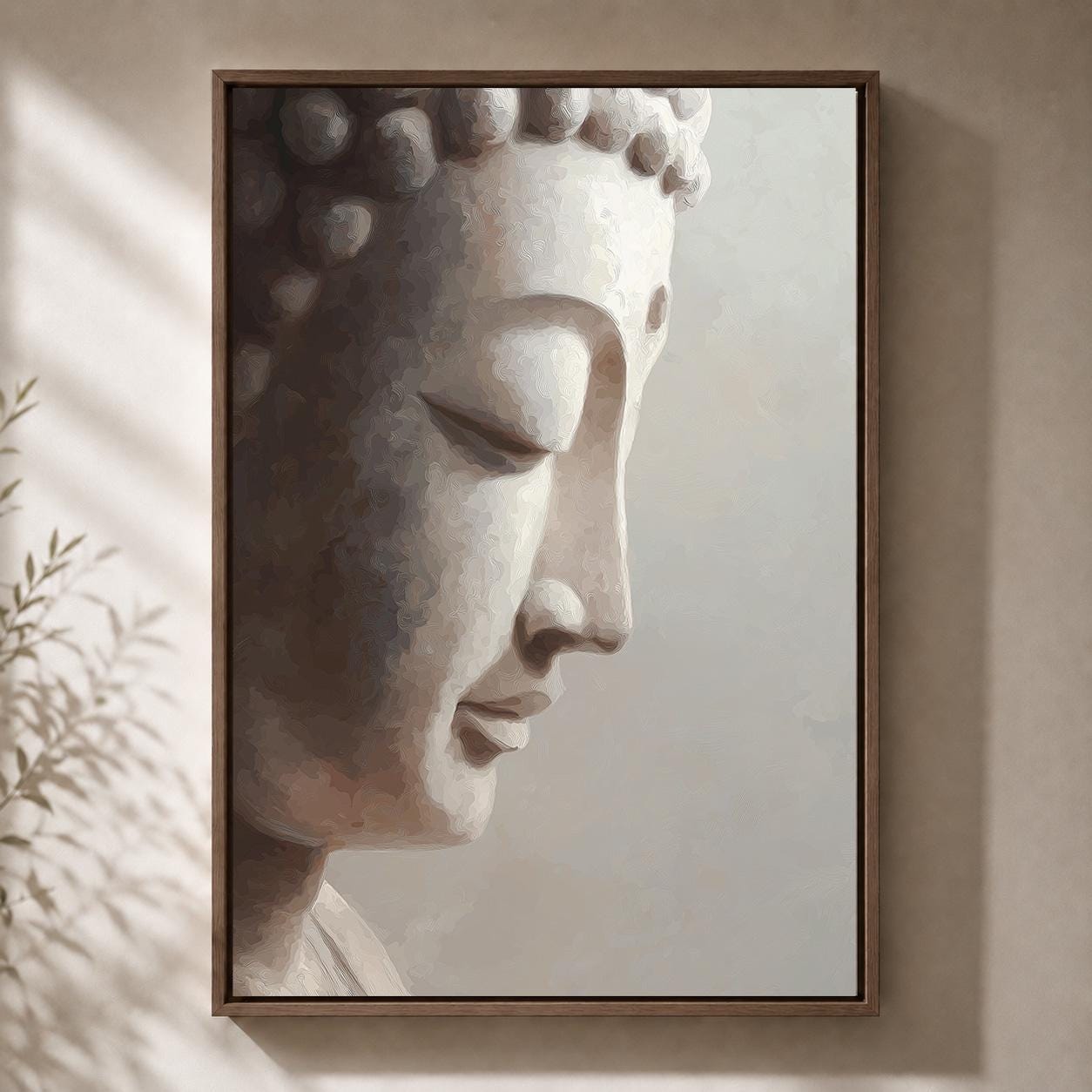 Neutral Buddha Zen Botanical Meditation Japandi Spiritual Framed Canvas by The Wall Art Studio