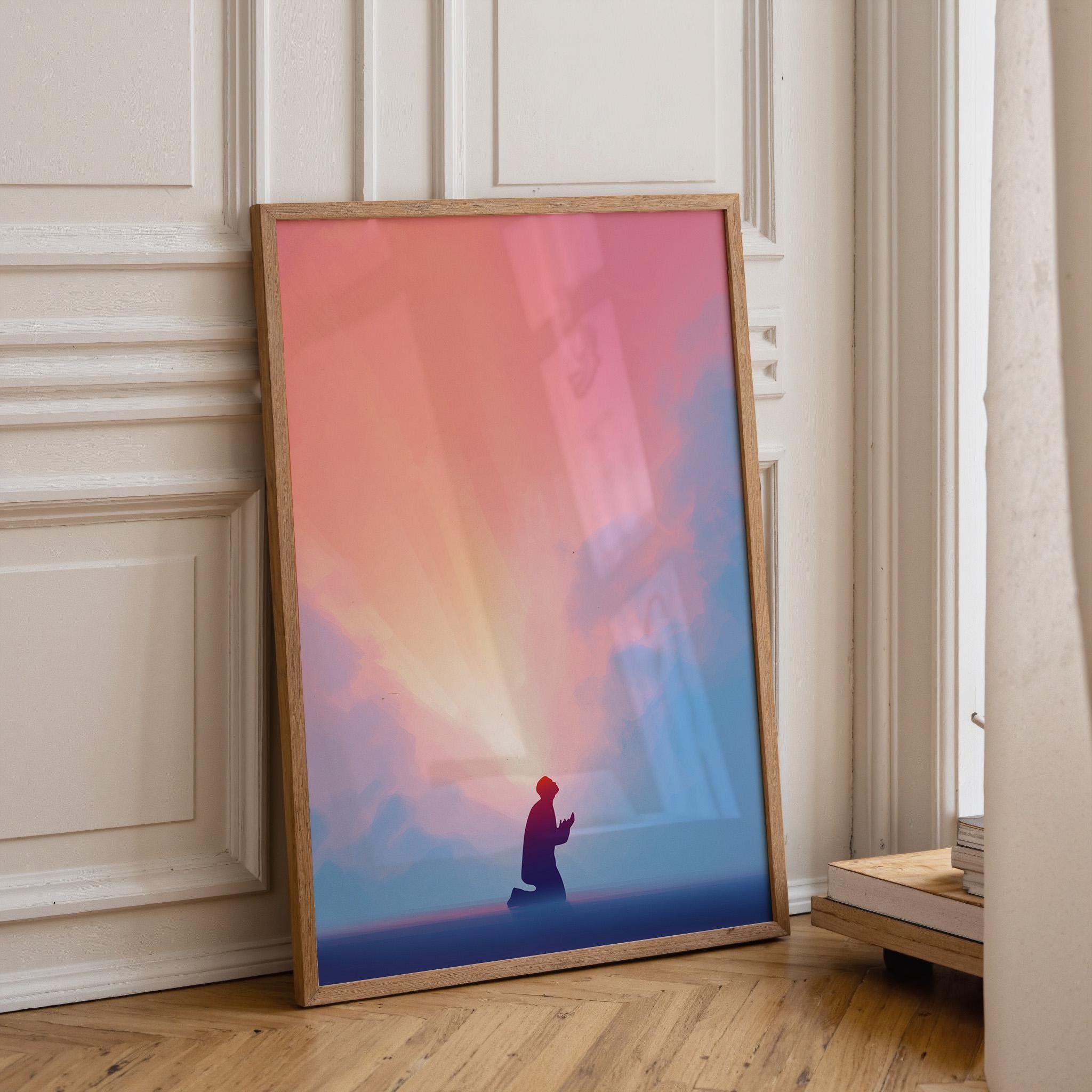 Christian Prayer Silhouette Faith and Worship Religious Wall Art by The Wall Art Studio