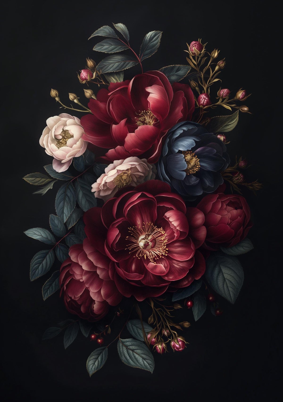 Gothic Red Rose Dark Romantic Floral Wall Art