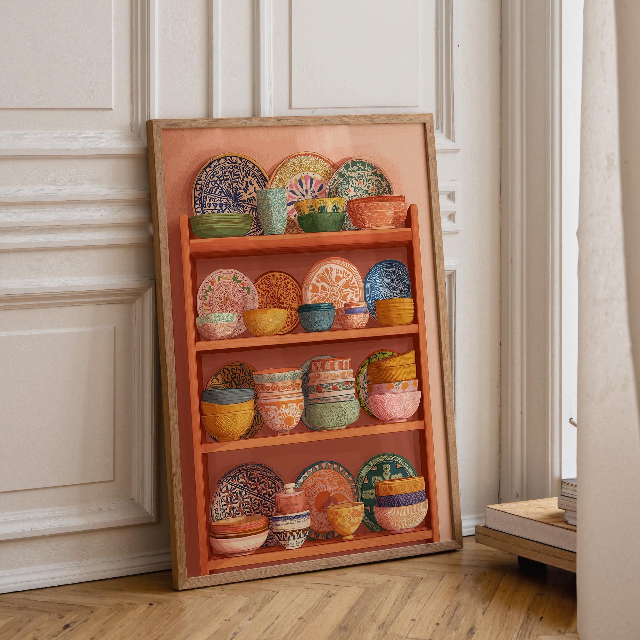 Hand-Painted Mexican Pottery Colourful Talavera Kitchen Wall Art by The Wall Art Studio - physical