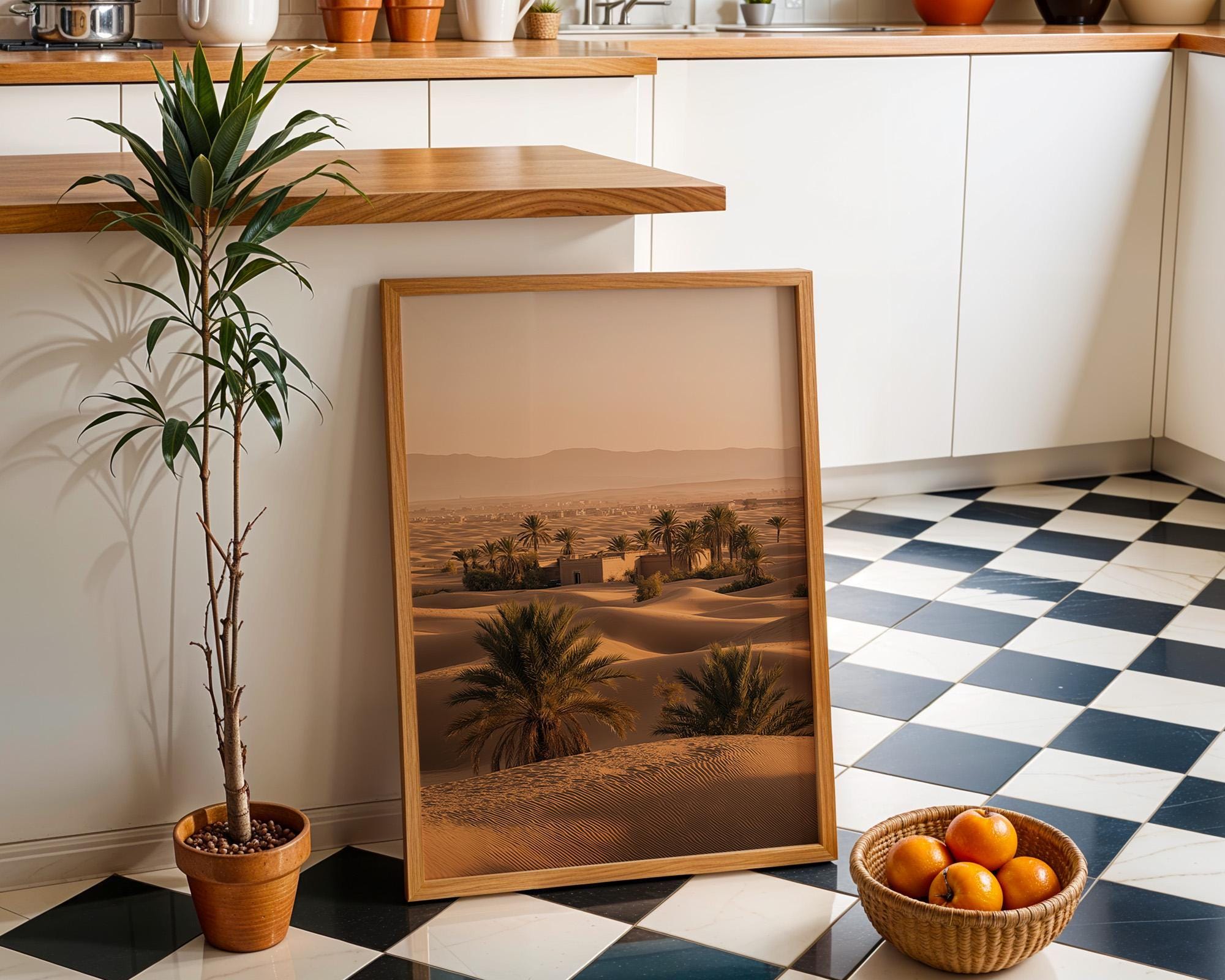 Warm Sunlit Moroccan Terracotta Archway Courtyard Wall Art by The Wall Art Studio