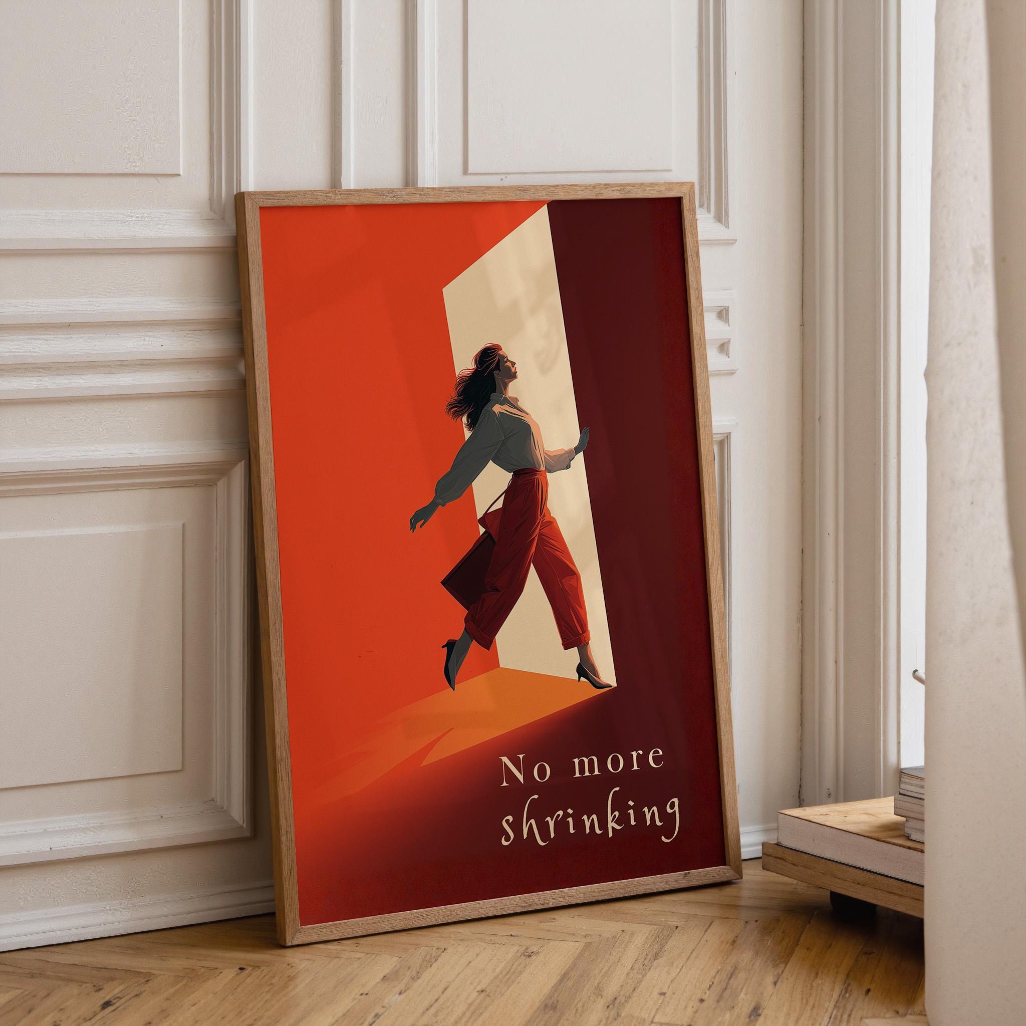 Feminist "No More Shrinking" Women’s Rights Quote Wall Art by The Wall Art Studio