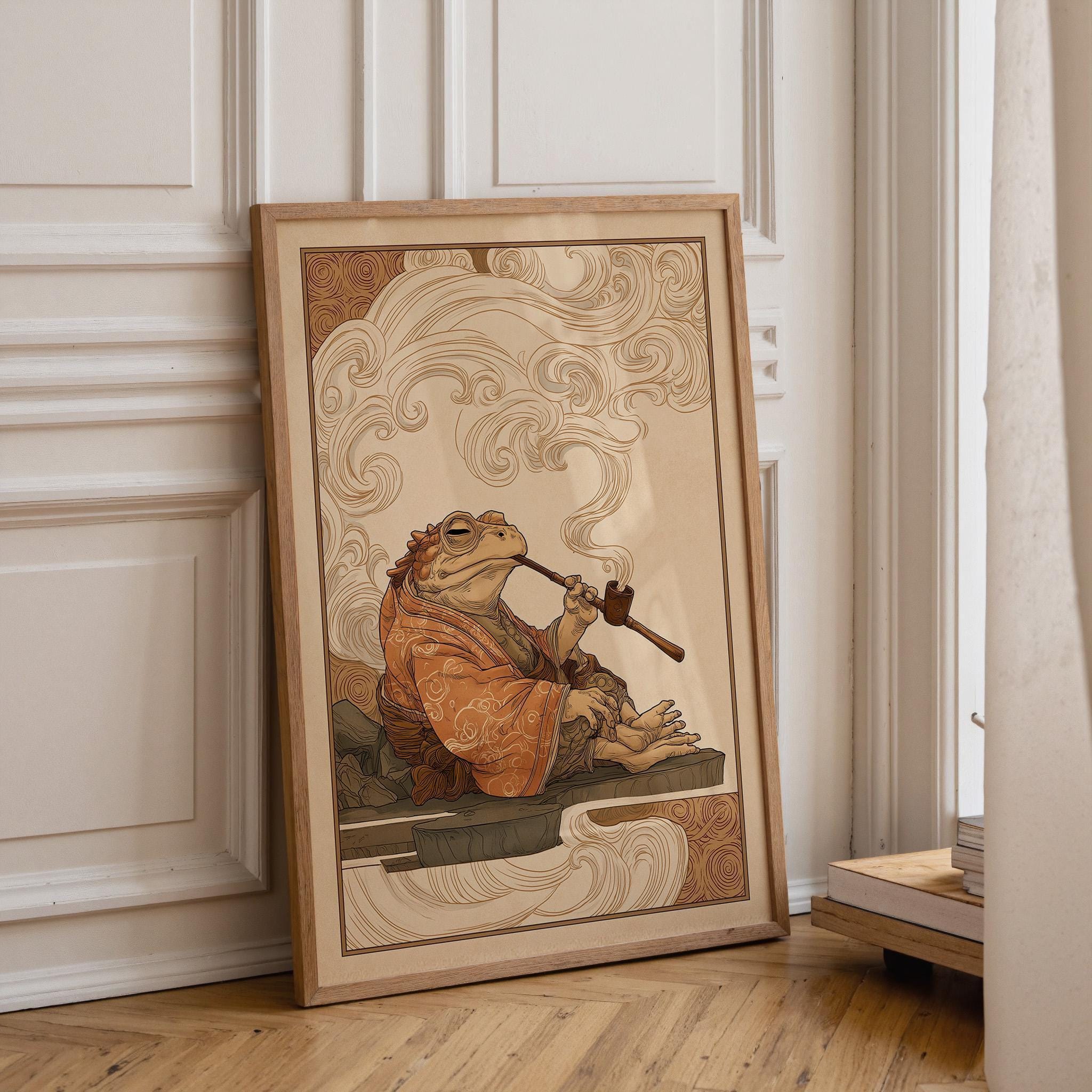 Japanese Frog Frog in Kimono, Yokai-Inspired Wall Art by The Wall Art Studio