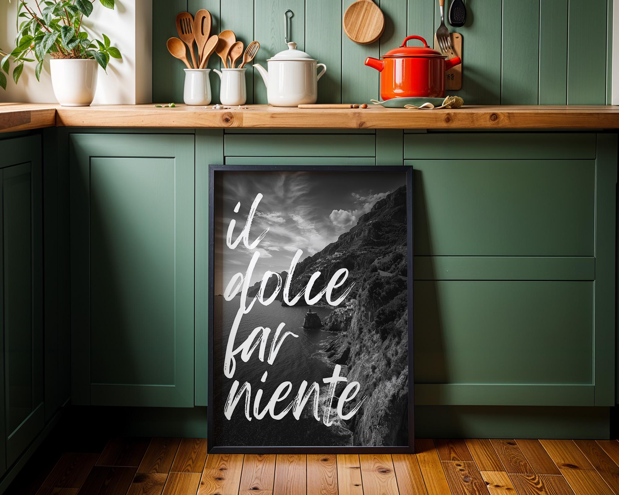 Il Dolce far Niente Black and White Italian Coastal Landscape Wall Art