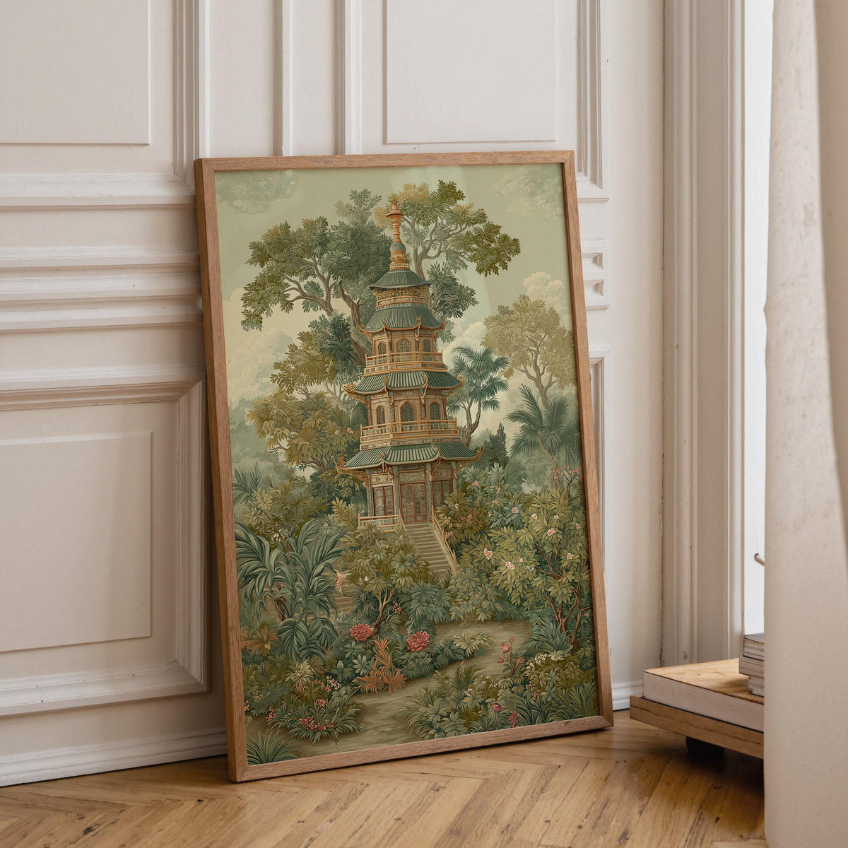 Chinoiserie Pagoda Vintage Oriental Asian Garden Wall Art by The Wall Art Studio - physical
