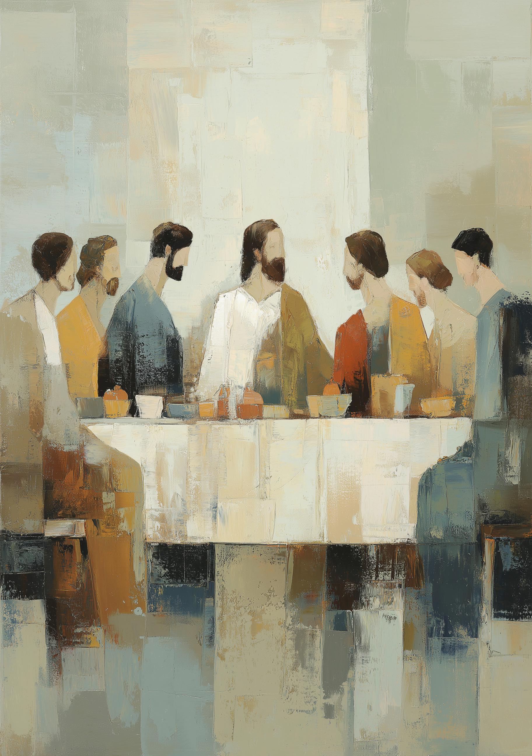 Abstract Last Supper Modern Christian Jesus and Disciples Wall Art by The Wall Art Studio