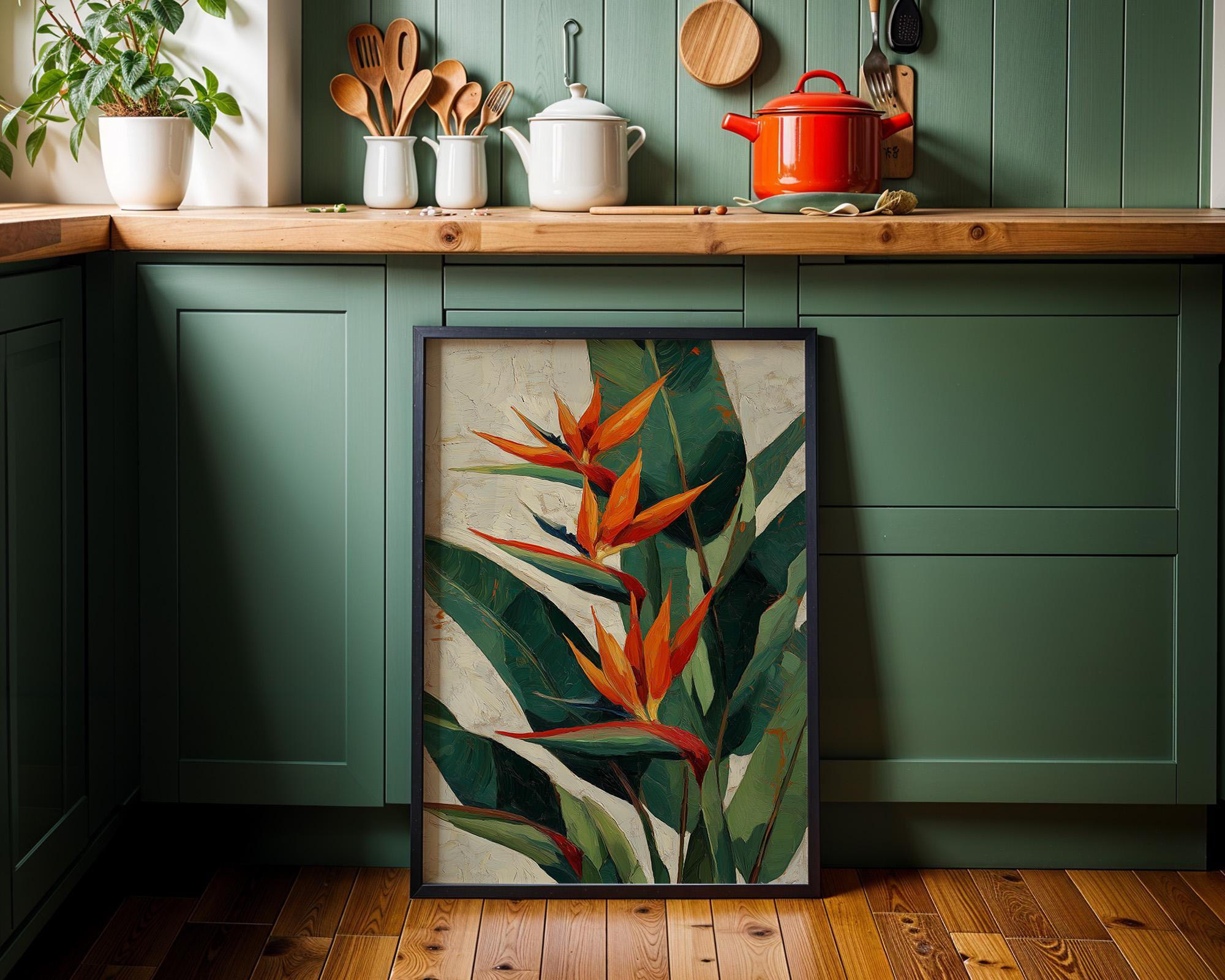 Bird of Paradise Tropical Botanical Orange Flower Wall Art by The Wall Art Studio - physical