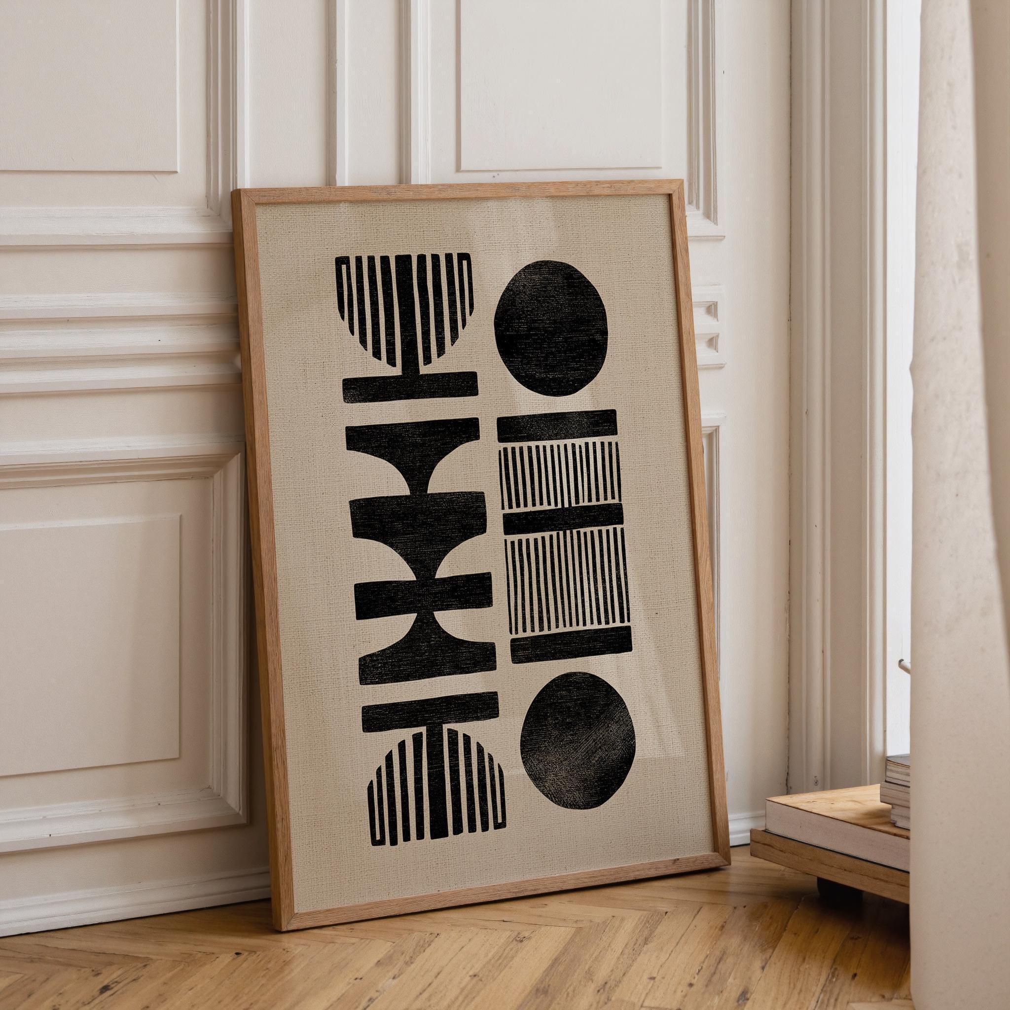 African Mudcloth Tribal Symbol Pattern Minimalist Ethnic Abstract Wall Art by The Wall Art Studio