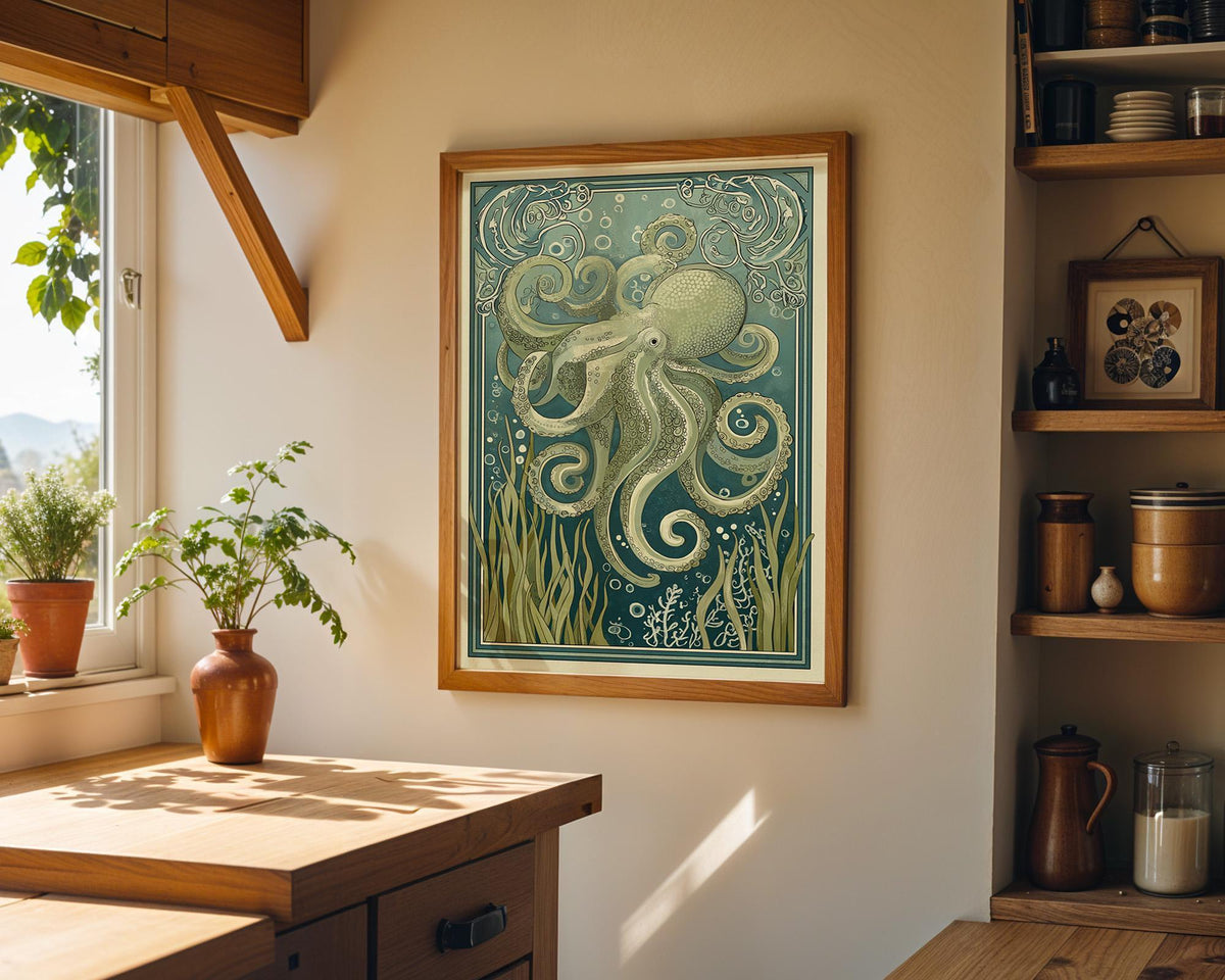 Octopus Coastal Ocean Nautical Sea Life Wall Art