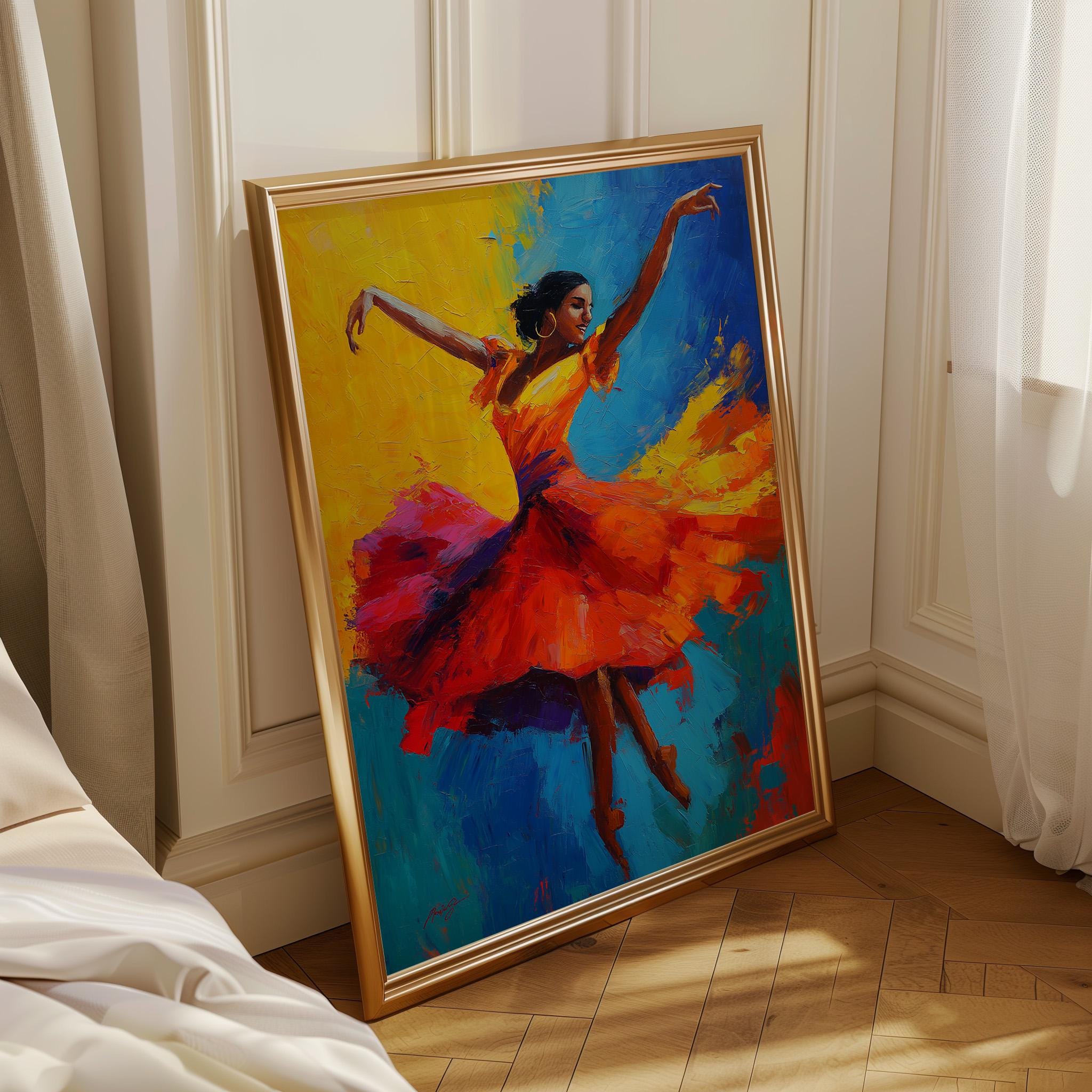 Puerto Rican Dancer Flamenco Latin Boho Wall Art by The Wall Art Studio