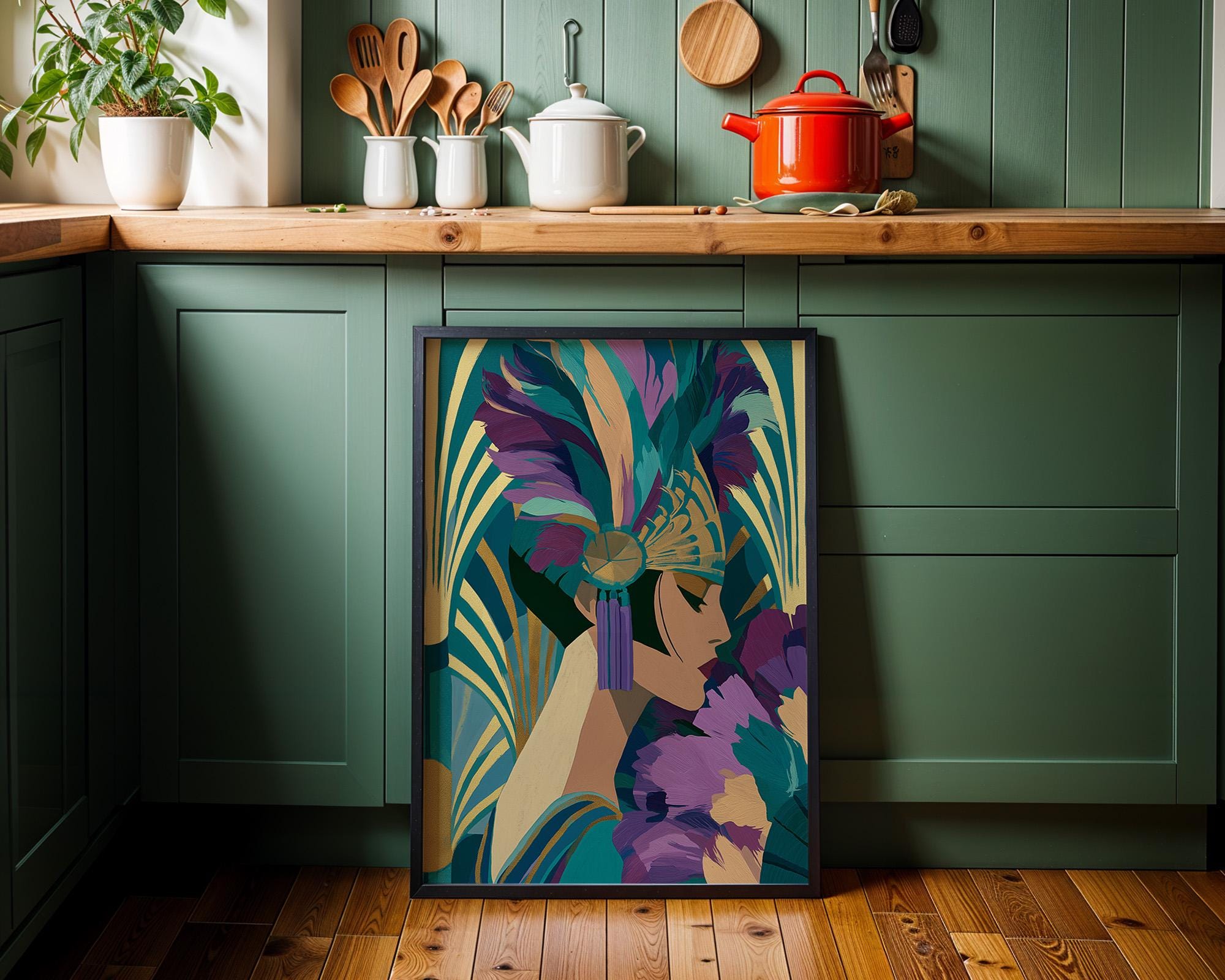 Art Deco Flapper Lady Neo Deco Portrait Roaring Twenties Wall Art by The Wall Art Studio