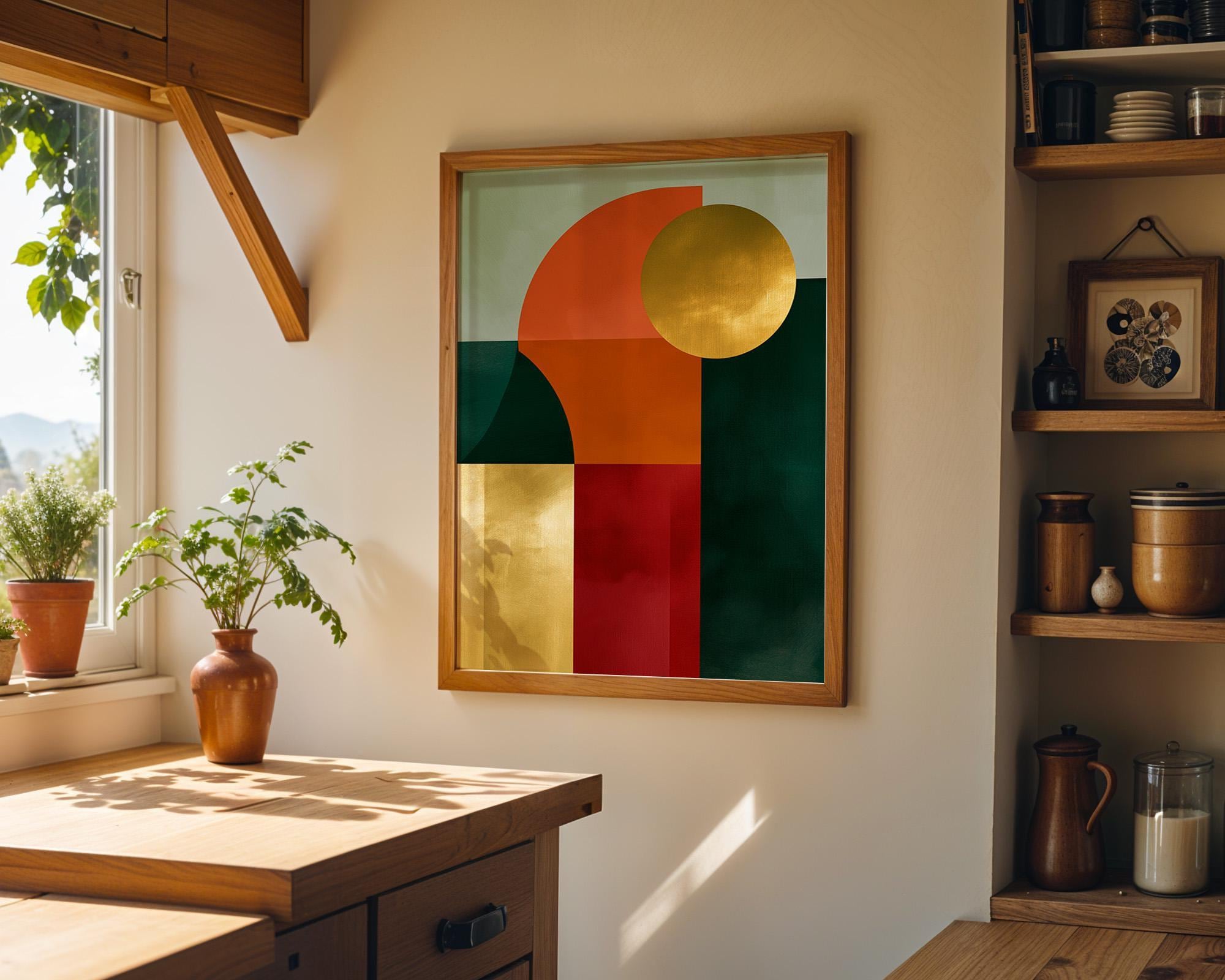 Gold Accent Neo Deco Geometric Wall Art by The Wall Art Studio