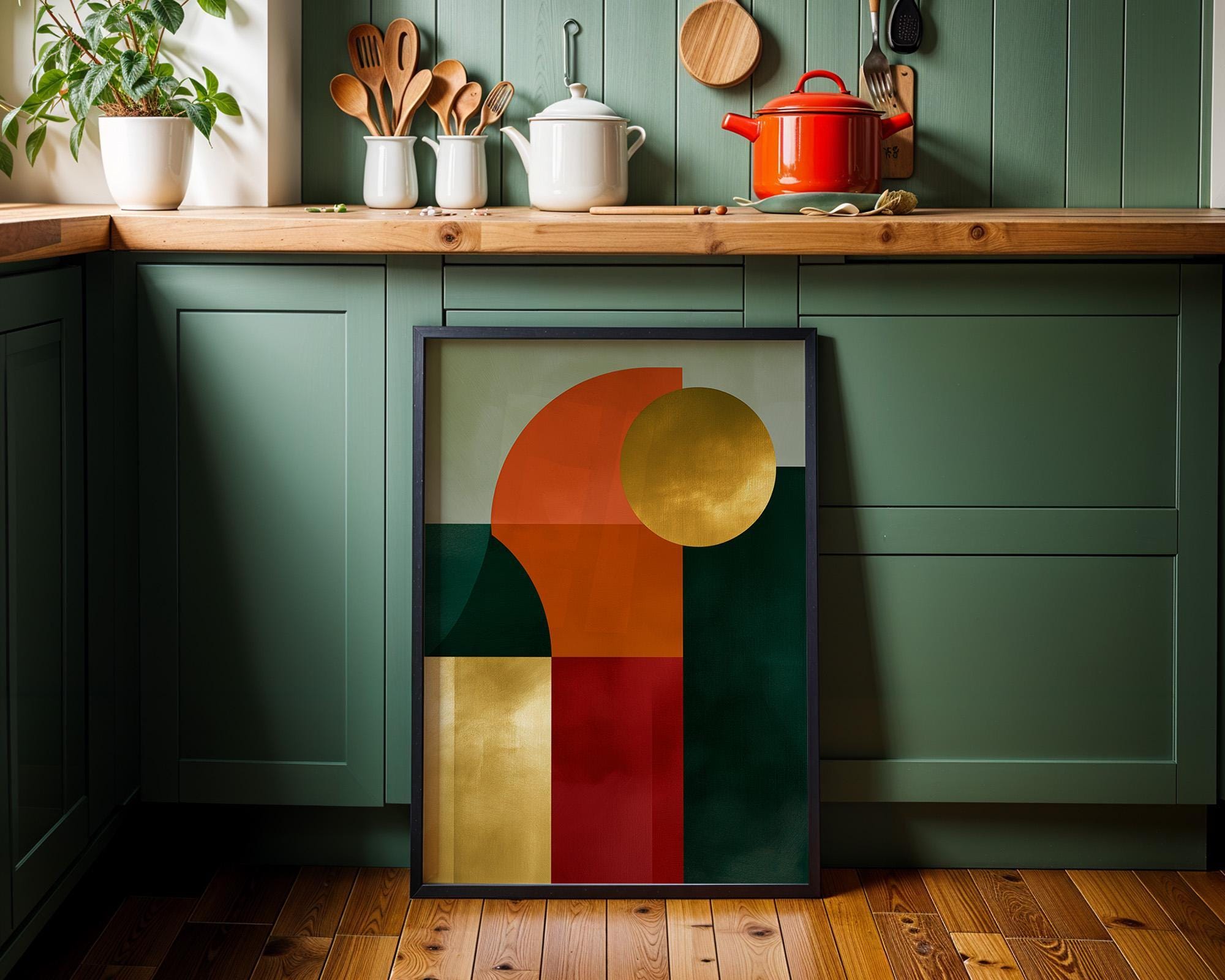 Gold Accent Neo Deco Geometric Wall Art by The Wall Art Studio