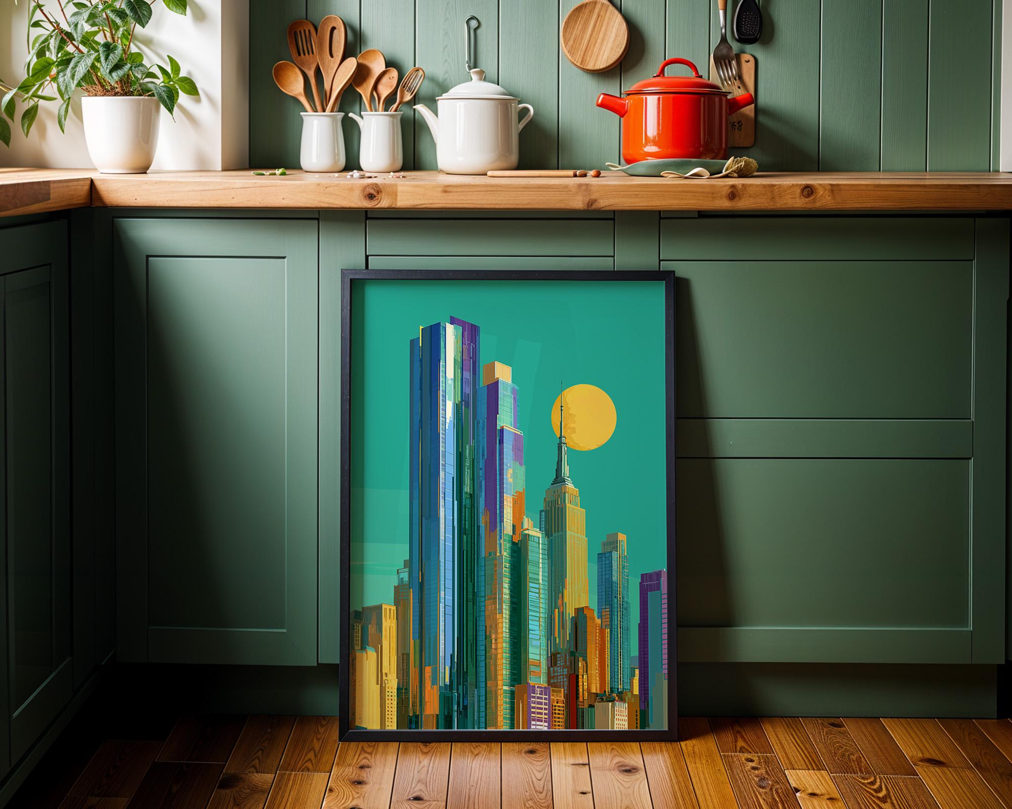 Art Deco Cityscape New York Skyline Wall Art by The Wall Art Studio