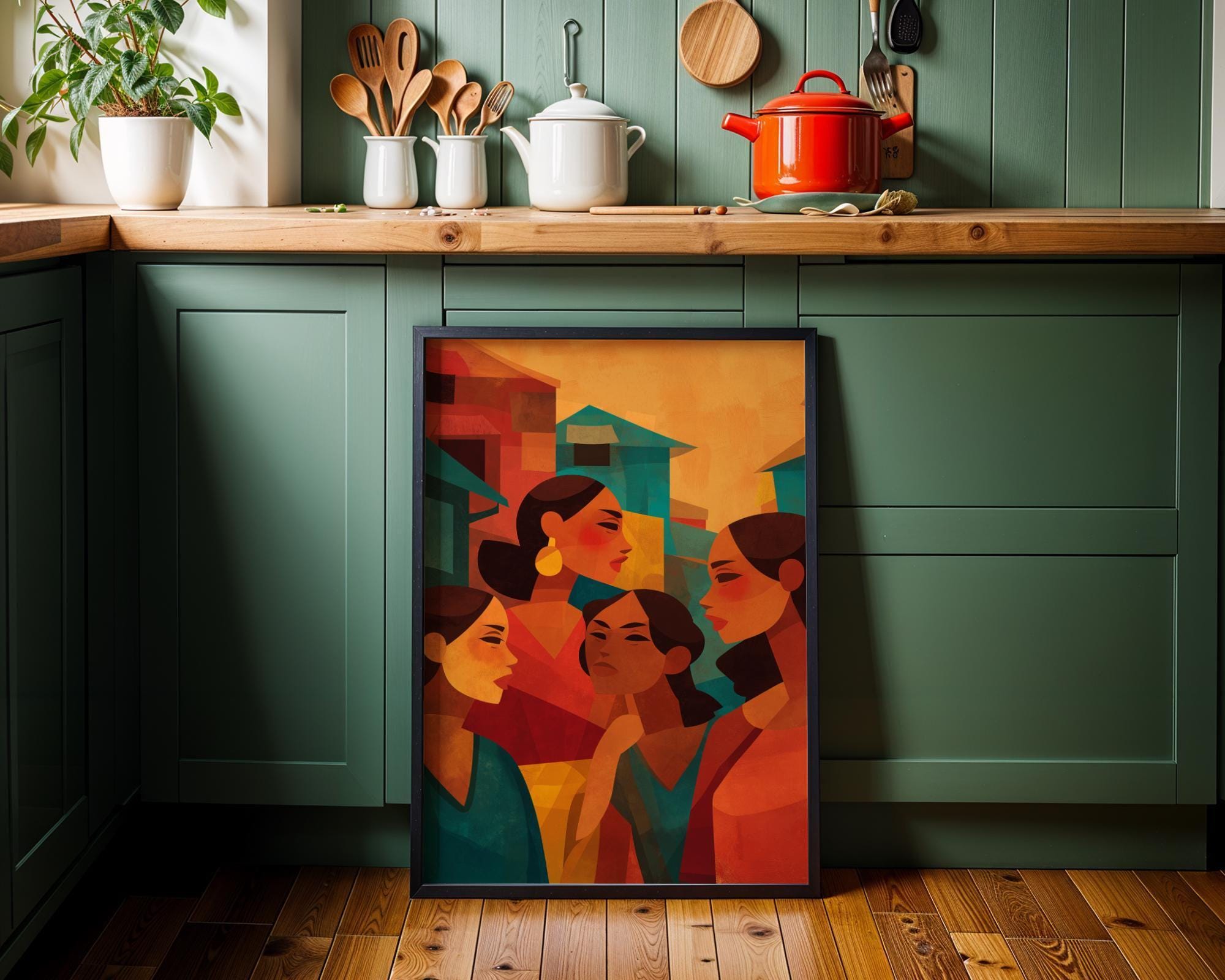 Contemporary Feminist Abstract Women Bold Colour Latina Inspired Wall Art, by The Wall Art Studio