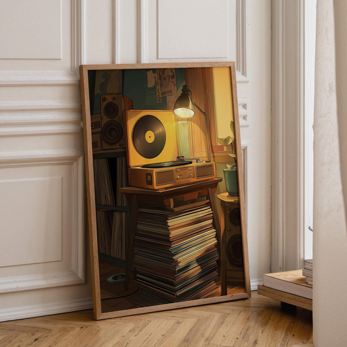 Retro Record Player Vintage Turntable Music Room Wall Art by The Wall Art Studio