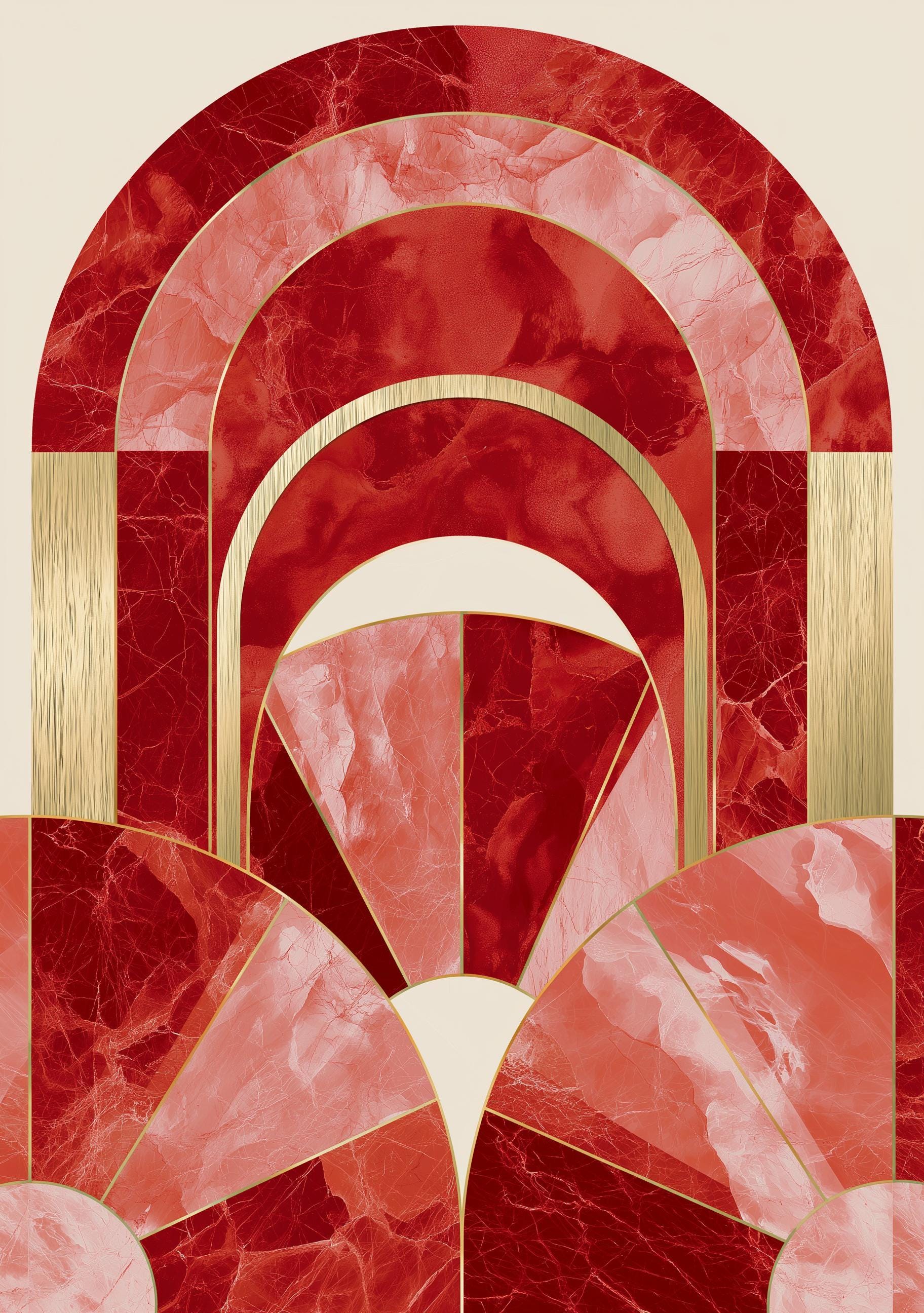 Art Deco Burgundy Arch Luxury Marble Abstract Wall Art by The Wall Art Studio