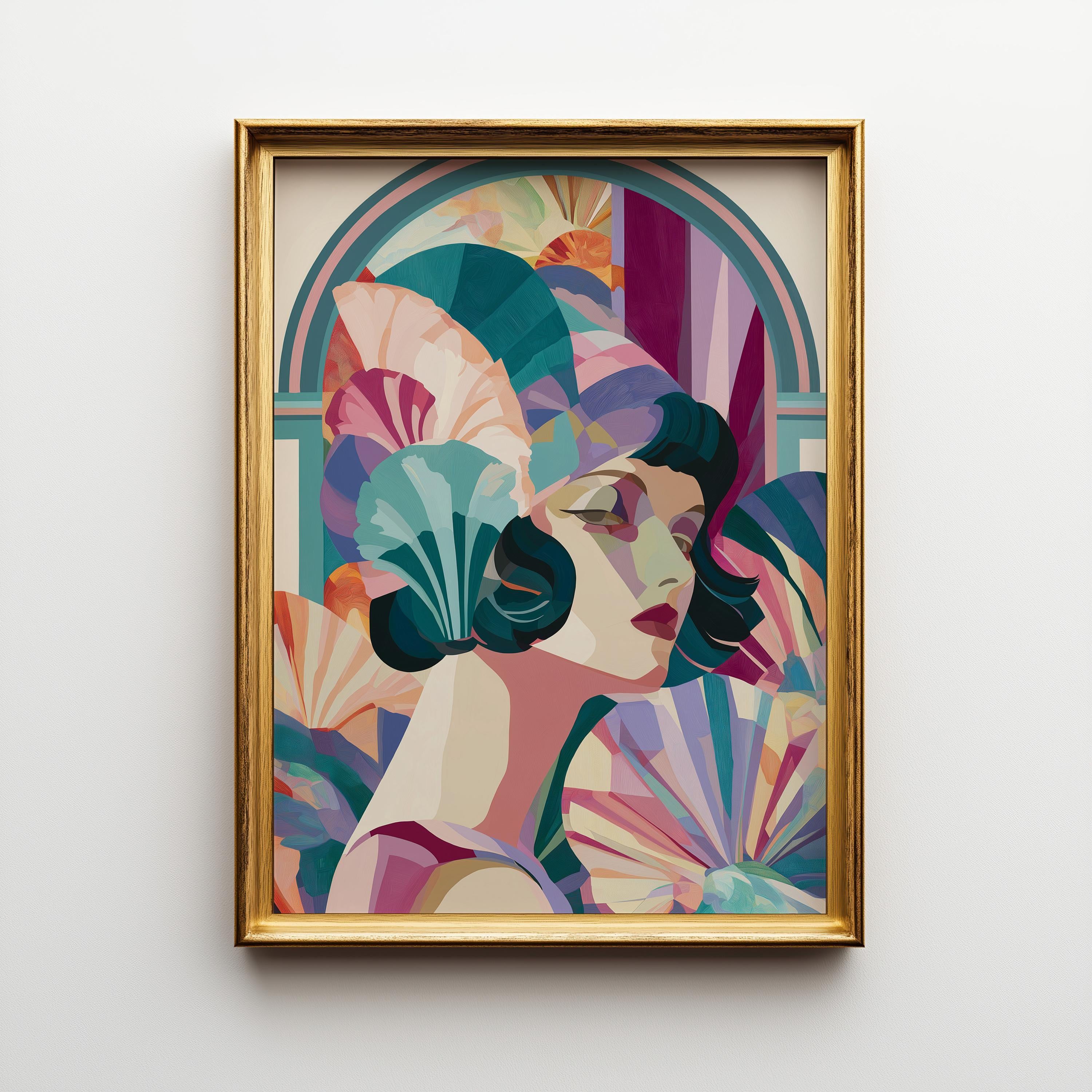 Art Deco Lady Vintage Glamour Wall Art by The Wall Art Studio