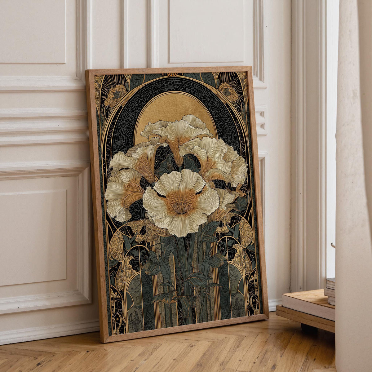 Art Deco Botanical Gold Floral Vintage Inspired Wall Art