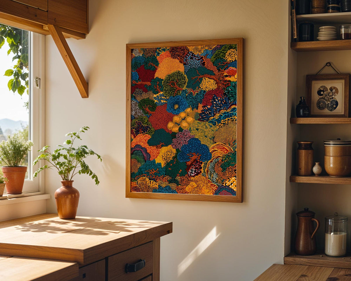 Maximalist Botanical Abstract Bold Floral Pattern Wall Art by The Wall Art Studio - physical